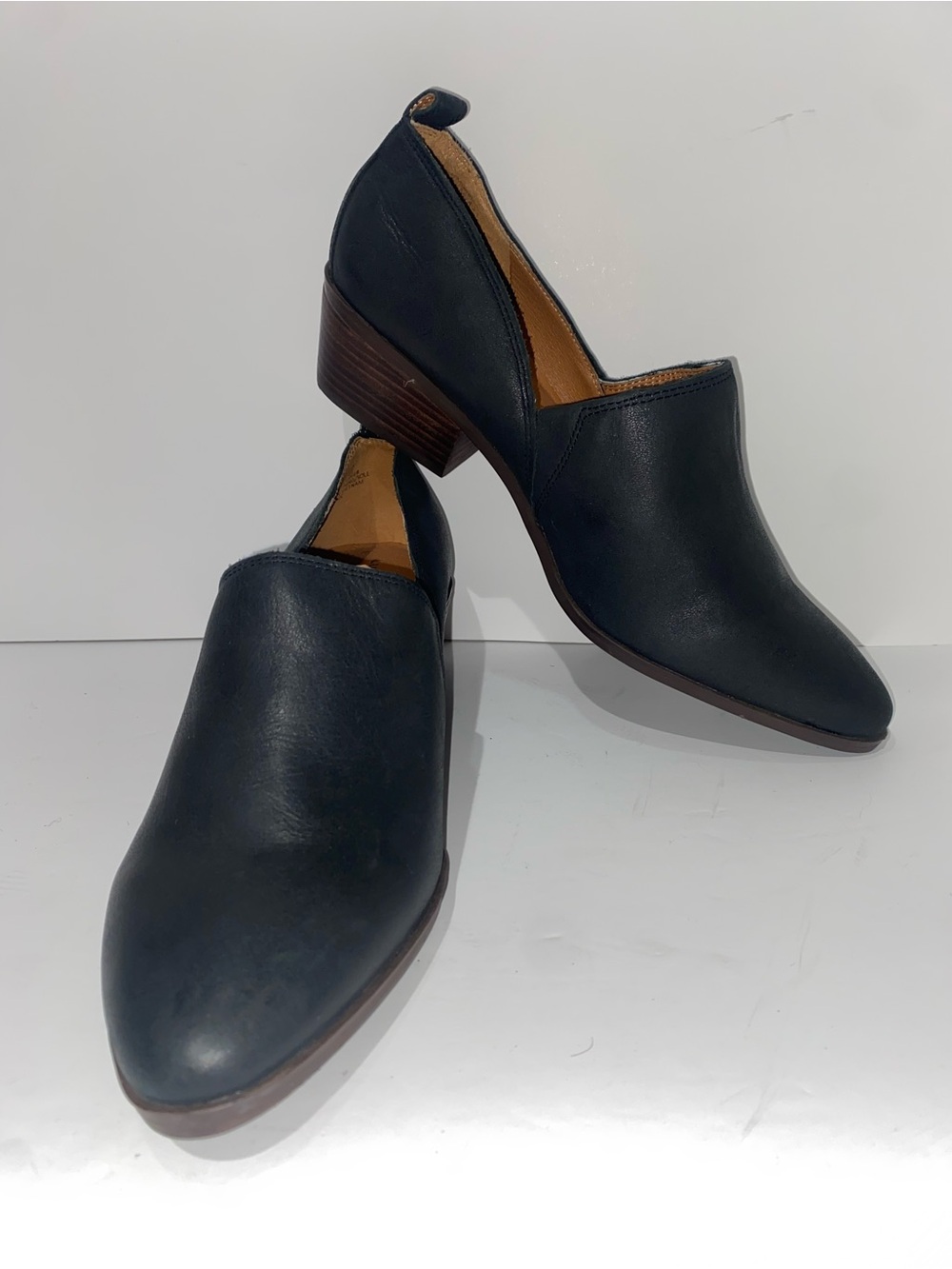 Lucky Brand Black Leather Slip-On Ankle Booties, Size 9.5M